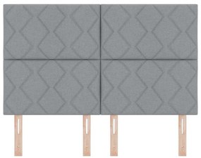Cabeceira com Design de Blocos de Diamante em Tecido Cinza Claro, 140