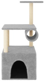 Árvore gatos c/ postes arranhadores sisal 109,5 cm cinza-claro