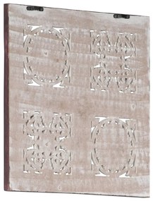 Painel parede esculpido à mão MDF 40x40x1,5 cm castanho/branco