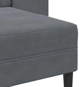 Sofá 2 lugares com Chaise em L 125 cm veludo cinzento-escuro