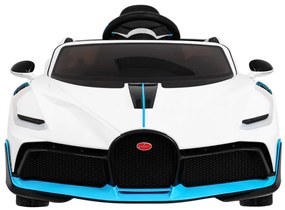 Carro elétrico para Crianças 12V Bugatti Divo Rodas de EVA, Assento de couro Branco