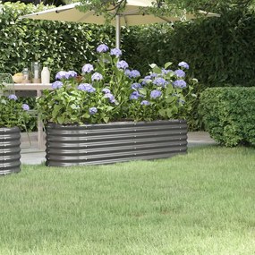 Canteiro elevado jardim 152x40x36cm aço revestido a pó cinzento