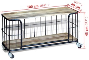 Armário TV madeira de mangueira sólida 100x40x45 cm