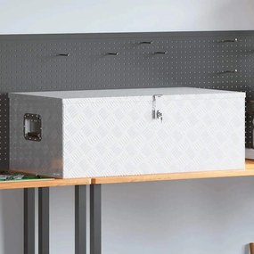 vidaXL Caixa de arrumação 100x55x37 cm alumínio prateado
