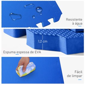 HomCom Tapete puzzle para Crianças e Bebés - Azul - Borracha Espuma EVA - 2,88 m²