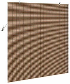 Persiana de Janela com cortinas Manual Castanho 140 x 160 cm Bambu
