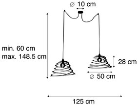 Candeeiro de suspensão de design 2 luzes com cúpula em espiral de 50 cm - Scroll Design,Moderno