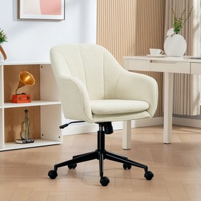 Cadeira de escritório, cadeira ergonómica de escritório com regulação de altura, cadeira giratória, função de balanço, bege