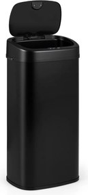 Caixote do lixo de 68 L com sensor de movimento infravermelho com tampa de dupla zona que permanece aberta e fecho suave Preto