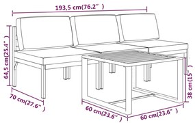 4 pcs conjunto lounge jardim com almofadões alumínio antracite