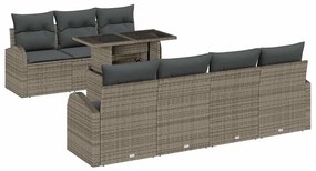 Conjunto de Sofá de Jardim Modular de 8 Peças com Almofadas Cinzento P