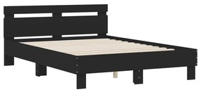 Estrutura de cama com cabeceira e luzes LED 120x190 cm preto