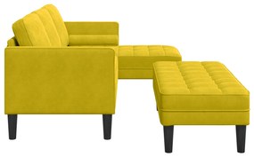 Sofá de Jardim vidaXL com Banco e Almofadas em Veludo Amarelo em L
