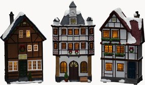 Decorações de Natal LED com temporizador Fibre-optic Houses, conjunto de 3