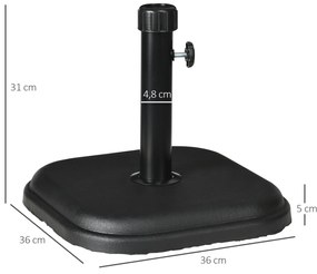Base para Chapéu de Sol Sevilha – 11 kg – Cimento – Ø32-38 mm – Preto