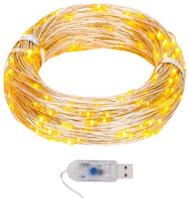 Cordão de micro luzes 40 m 400 LEDs 8 funções branco quente