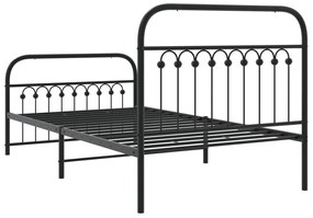 Estrutura de cama com cabeceira e pés 100x190 cm metal preto