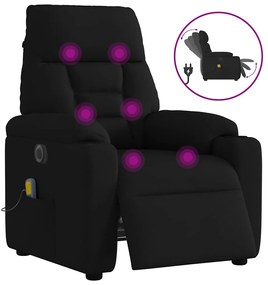 vidaXL Poltrona reclinável de massagens elétrica tecido preto