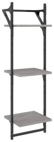Estante 3 prateleiras c/ barras 2pcs 30x25x100 cm cinza sonoma