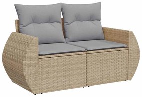 Conjunto de Sofás de Jardim vidaXL com Almofadas Bege Rattan Sintético