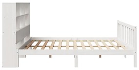 Cama com estante sem colchão 200x200 cm pinho maciço branco