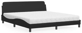 vidaXL Cama com colchão 180x200 cm couro artificial preto