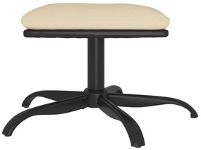 Apoio de pés 60x60x36 cm tecido/couro artificial cor creme