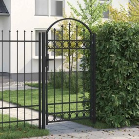 vidaXL Portão para cerca com topo arqueado 100x175 cm aço preto