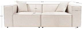 Sofá de 2 Lugares Lora – Castanho Claro – 220x108x65 cm