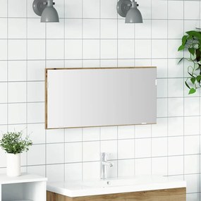 vidaXL Armário de Espelho para Casa de Banho com Luz LED Carvalho Artesanal 80x37 cm