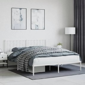 374489 vidaXL Estrutura de cama com cabeceira 160x200 cm metal branco