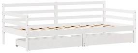 Sofá-cama c/ gavetas 90x190 cm madeira de pinho maciça branco