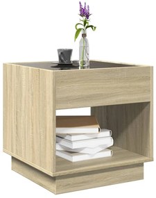 Mesa de centro luzes LED Infinity 50x50x50 cm carvalho sonoma