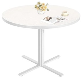 Mesa de jantar redonda 80 cm de diâmetro para 4 pessoas para sala de jantar, cor branca