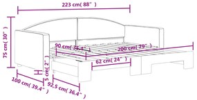 Sofá-cama com gavetão 90x200 cm tecido preto