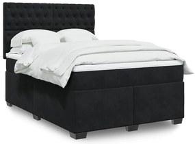 vidaXL Cama com molas/colchão 140x190 cm veludo preto