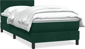 vidaXL Cama com molas/colchão 100x220 cm veludo verde-escuro