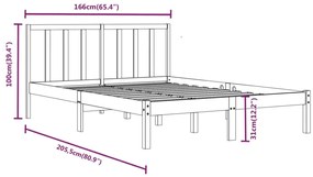 Estrutura de cama 160x200 cm pinho maciço