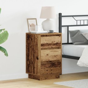 Mesa de Cabeceira com LED Madeira Velha 39x34,5x65 cm Madeira de Engen