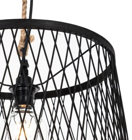 Candeeiro suspenso rural para exterior rattan preto 40 cm - Calamus Rústico