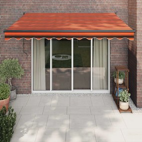 Toldo retrátil automático 3x2,5 m laranja e castanho