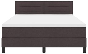 Cama Box Spring com Colchão Castanho Escuro 140x190 cm Tecido