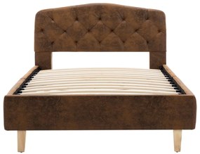 Estrutura de cama 90x200 cm camurça artificial castanho