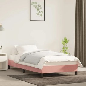 346963 vidaXL Estrutura de cama 100x200 cm veludo rosa