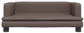 Sofá infantil 80x45x30 cm couro artificial castanho