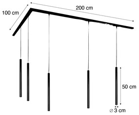 Sistema de iluminação de trilho moderno com 5 luzes pendentes branco 1-fase - Iconic Frini Moderno