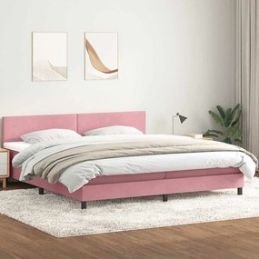 Cama com molas/colchão rosa 180x220 cm veludo