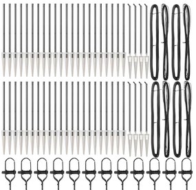 Postes de Cerca com Ponta - 52 pcs, Ø32 mm, 60 cm, Aço Galvanizado