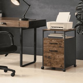 Bloco com 2 gavetas escritório 41 x 45 x 66 cm Castanho vintage-preto