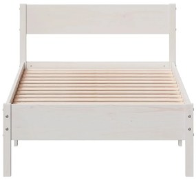 Estrutura de cama com cabeceira 90x200 cm pinho maciço branco